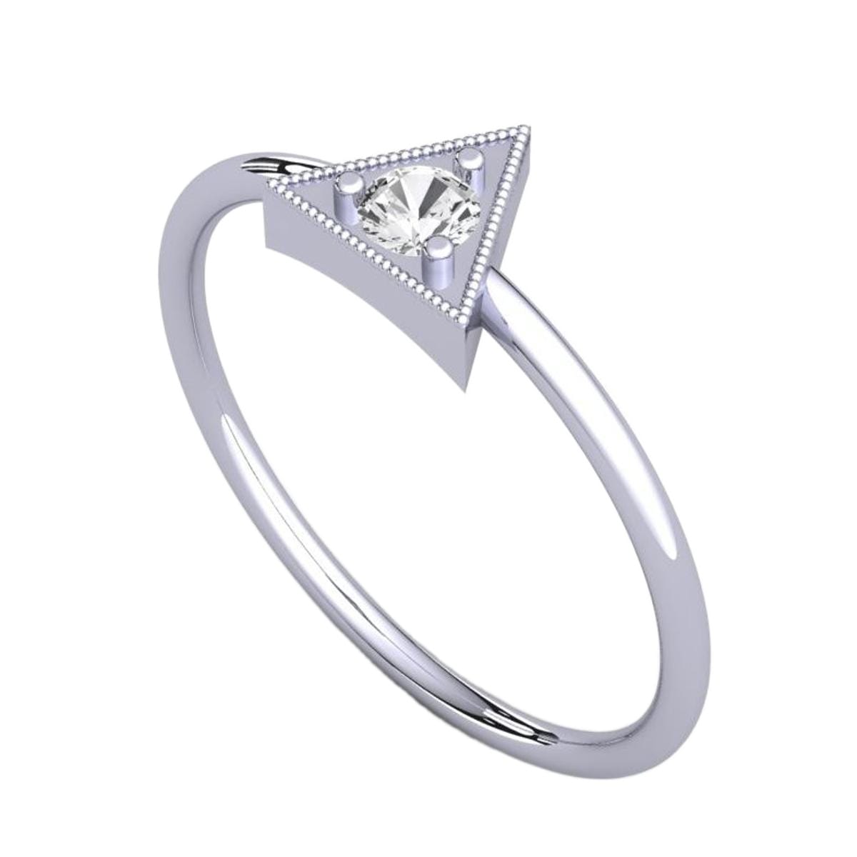 Triangle Style Silver Diamond Ring For Ladies