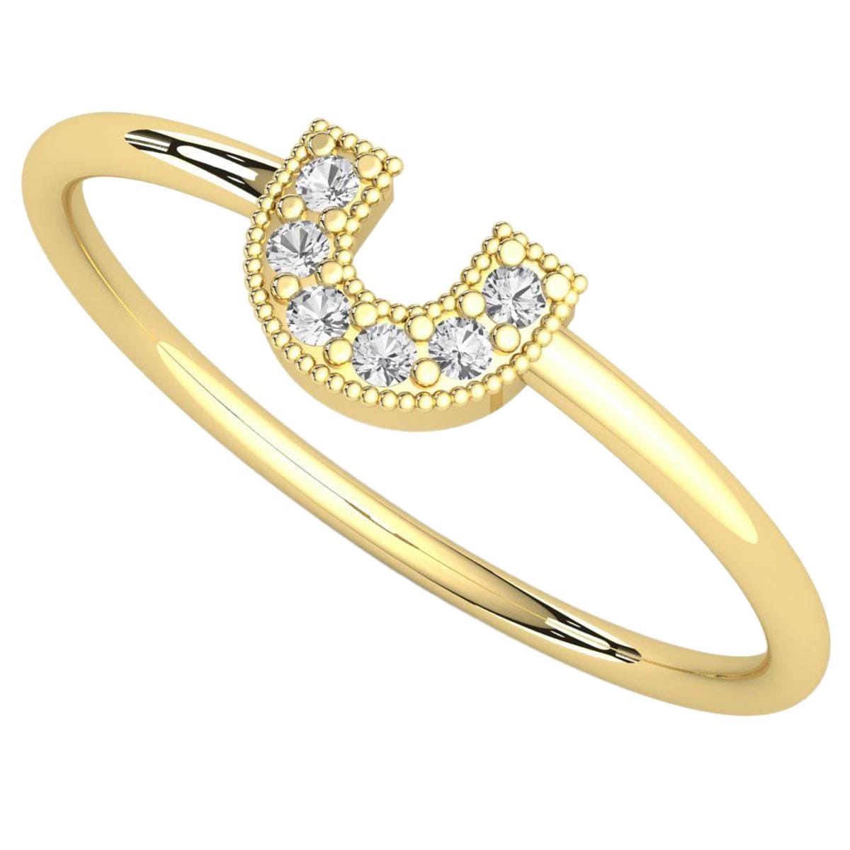 U Style Silver Diamond Ring For Girls
