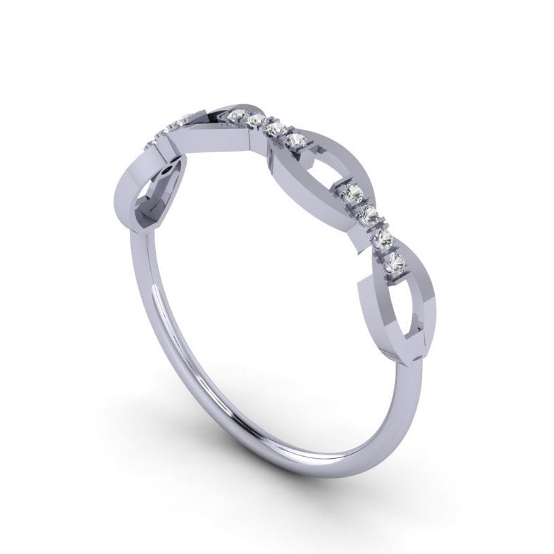 Connected Ovals with Diamond Bar Ring