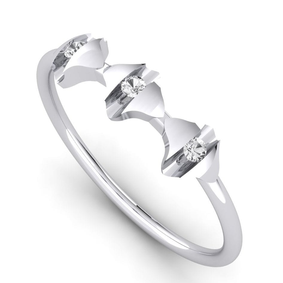 Three Stone Style Silver Diamond Ring For Girls