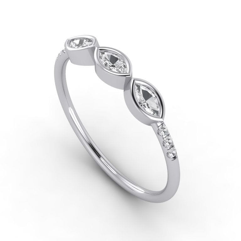 Three Marquise Connected Diamond Ring