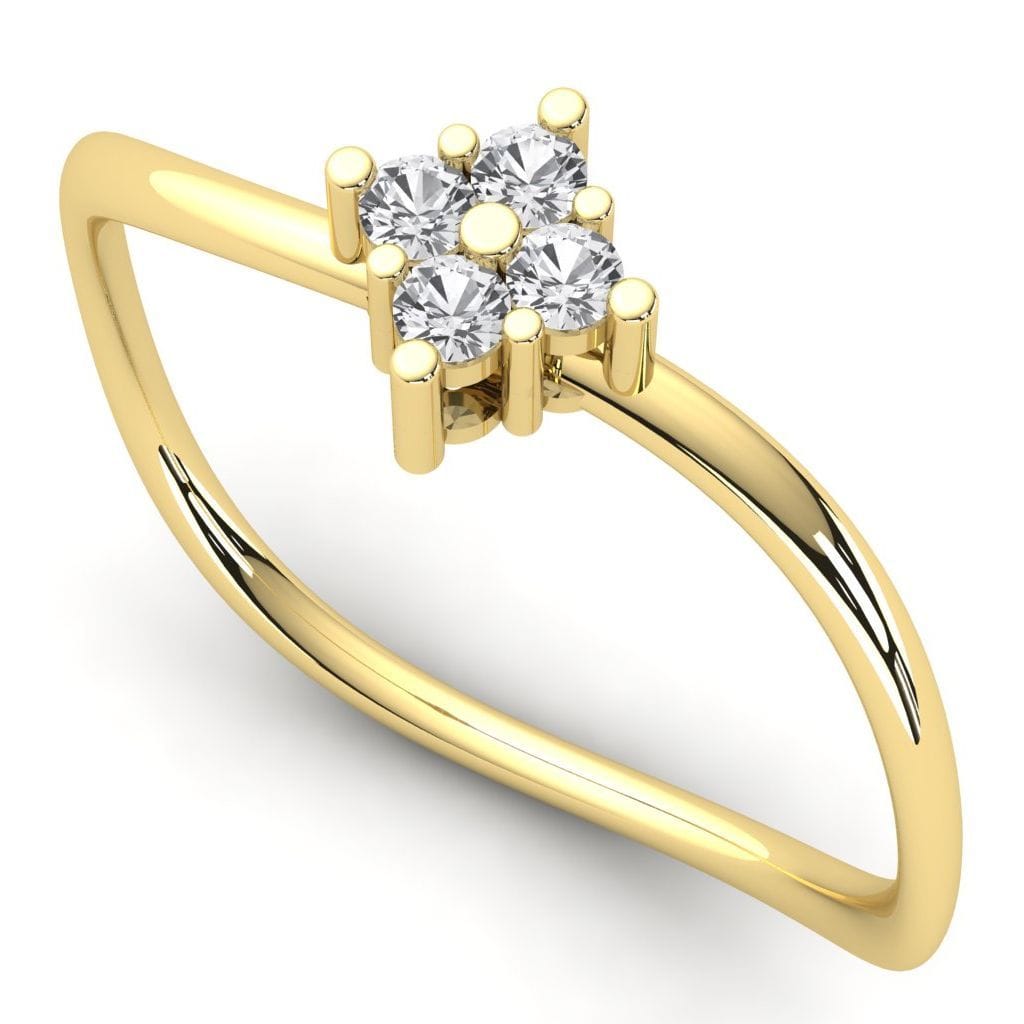 Curved Style Silver Diamond Ring for Girls