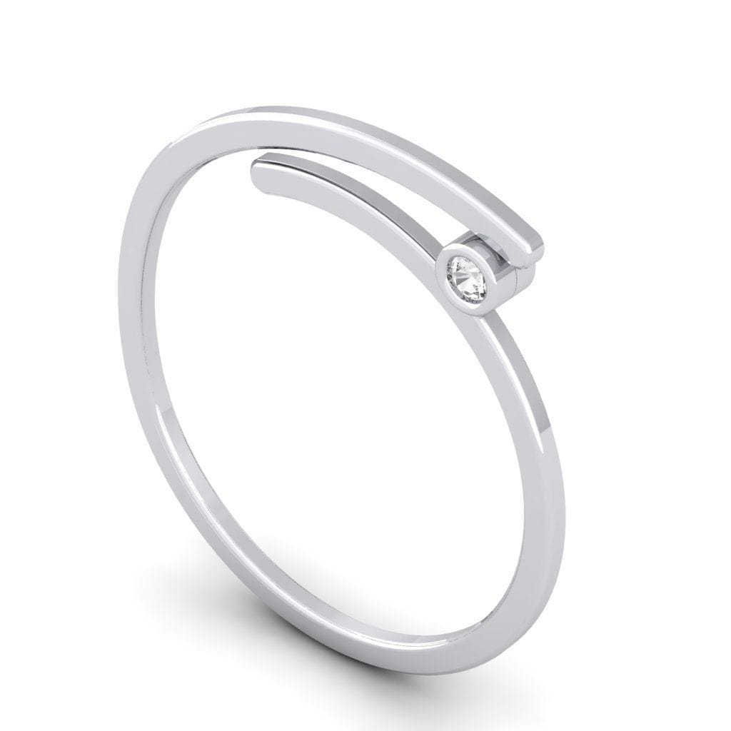 Brilliant Cut Silver Diamond Ring For Ladies