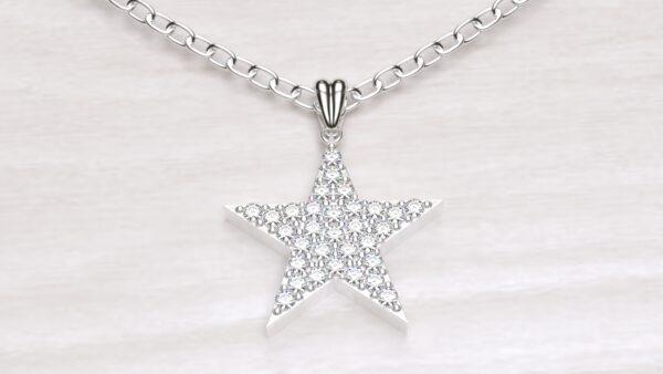 Star Diamond Cluster Pendant With Chain - Image 5